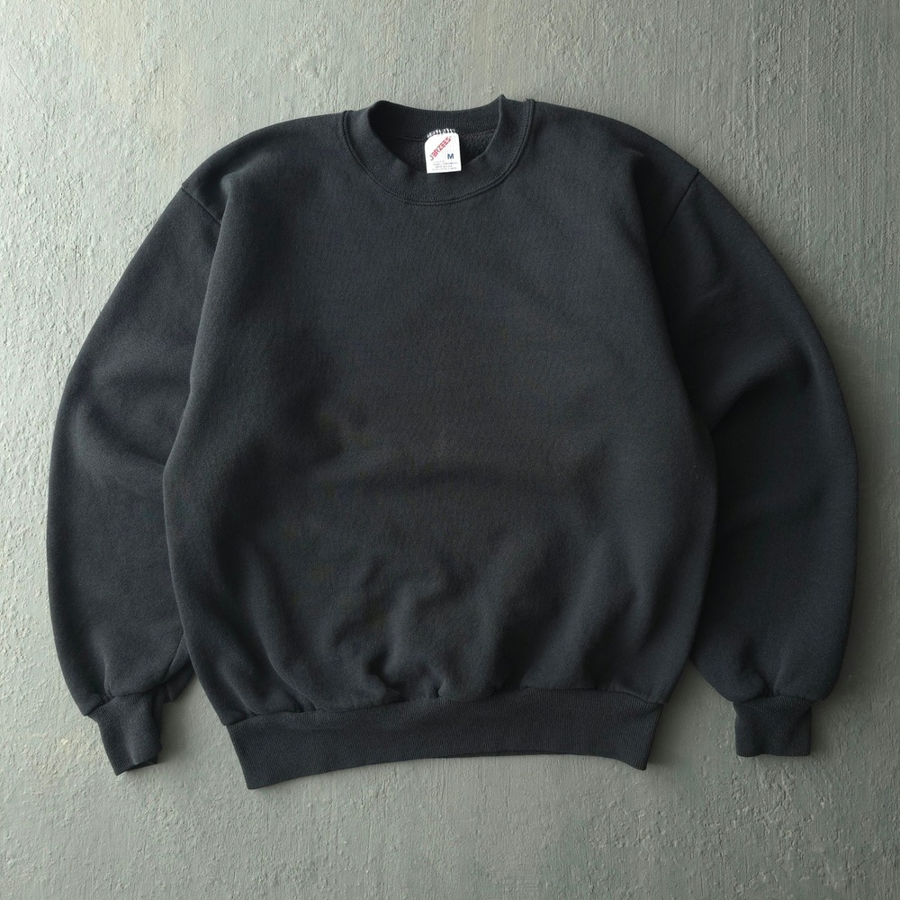 Vintage 90s Jerzees Black Sweatshirt Medium Plain Blank USA Made